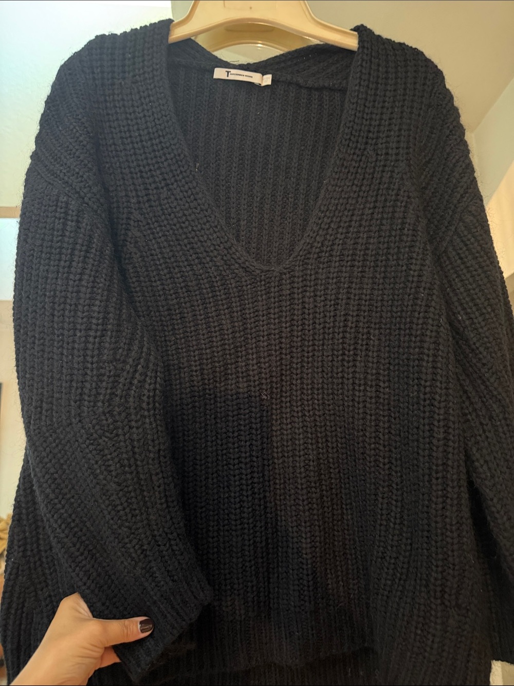 Alexander Wang Black Chunky V-Neck Knit Sweater! Size XS!